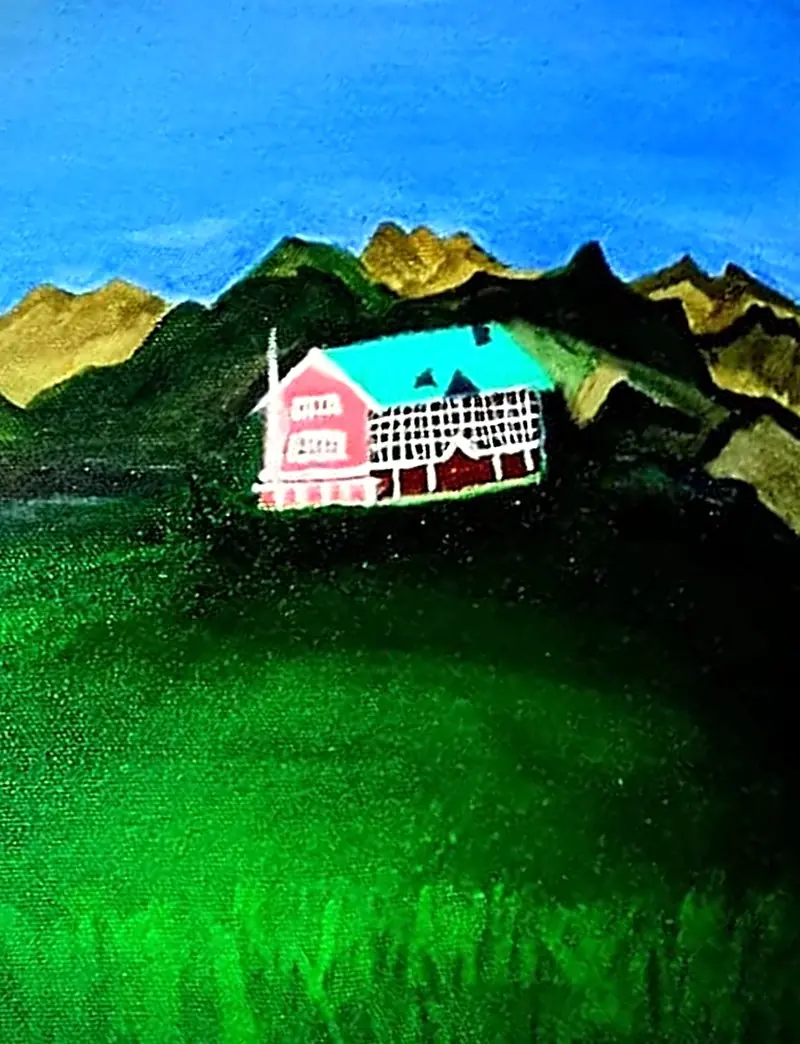 Green Valley House, handmade painting