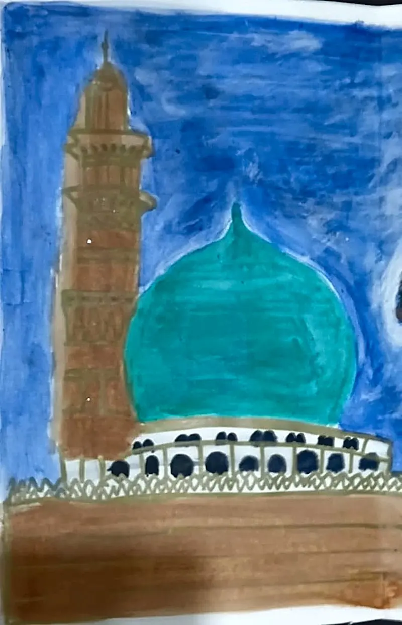 Green Dome, handmade painting