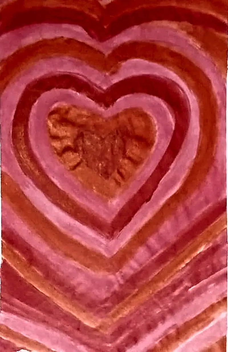 Heart Ripples, handmade painting