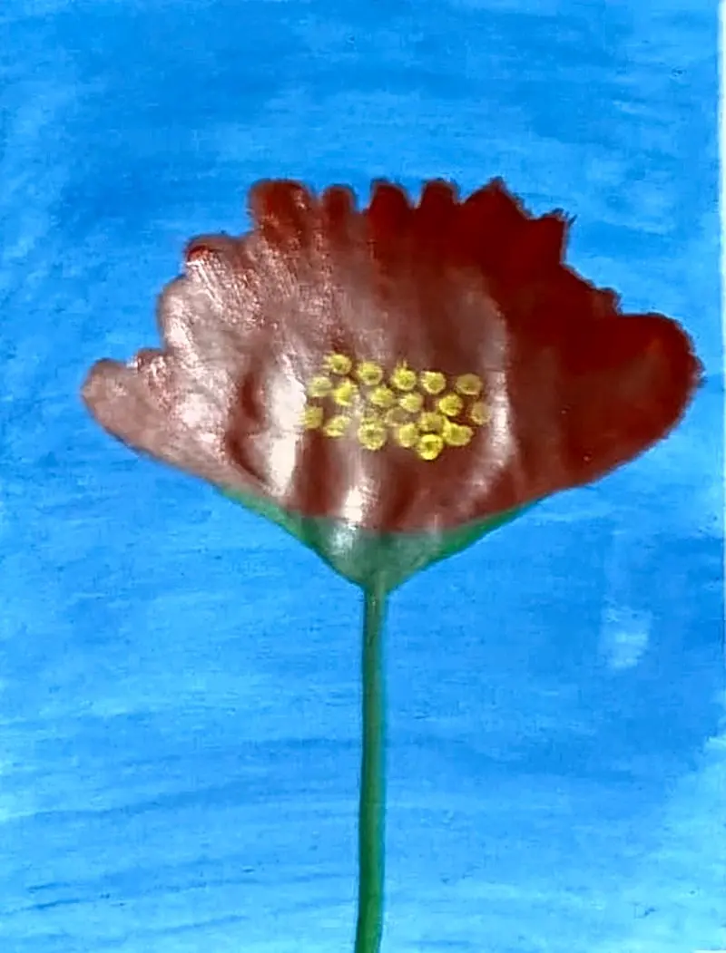 Red Bloom, handmade painting